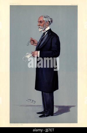 Whitelaw Reid - portrait debout tenant pince-nez. Vanity Fair caricature de Spy (De son vrai nom Sir Leslie Matthew Ward 21 novembre 1851 - 15 mai 1922). Sous-titre suivant "New York Tribune", datée du 25 septembre 1902. (Lithographie de Vincent Books, Day & Son) WR, journaliste américain : 27 octobre, 1837 - 15 Décembre, 1912. Banque D'Images