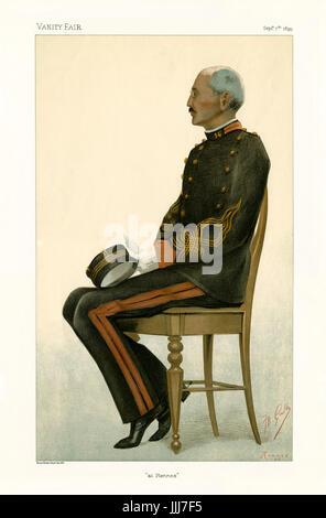 Le capitaine Alfred Dreyfus - séance portrait en uniforme militaire à la deuxième cour martiale à Rennes, 1899. Vanity Fair caricature par JB Guth (de son vrai nom Jean-Baptiste Guth, 1883-1921). Sous-titre suivant "à Rennes", datée du 7 septembre 1899. (Lithographie de Vincent Books, Day & Son) Annonce, officier d'artillerie français condamnés (et plus tard acquitté) de trahison : 9 octobre 1859 - 12 juillet 1935. Banque D'Images