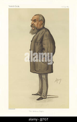 Le Capitaine Richard Francis Burton - portrait debout. Vanity Fair caricature de Ape (de son vrai nom Carlo Pellegrini, 1839-1889). Sous-titre suivant "l'Arabian Nights', (Mille et Une Nuits) en date du 24 octobre 1885. (Lithographie de Vincent Brooks, Day & Son) : RFB explorateur anglais, traducteur de 'l'Arabian Nights', diplomate, et linguiste : 19 mars 1821 - 20 octobre 1890. Banque D'Images