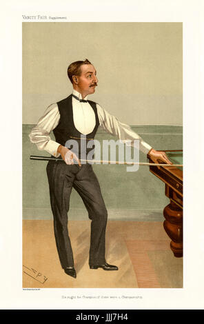 Harry W. Stevenson - portrait debout. Vanity Fair caricature de Spy (De son vrai nom Sir Leslie Matthew Ward 21 novembre 1851 - 15 mai 1922). Sous-titre suivant "il pourrait être champion s'il y avait un Championnat", daté du 25 mai 1905. (Lithographie de Vincent Brooks, Day & Son) : HWS British billard dvd : 15 juillet 1874 - 11 juin 1944. Banque D'Images