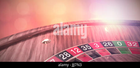 Image composite de high angle view of ball sur 3d roulette en bois Banque D'Images