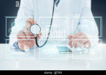 Image 3D composite de midsection of doctor holding stethoscope Banque D'Images