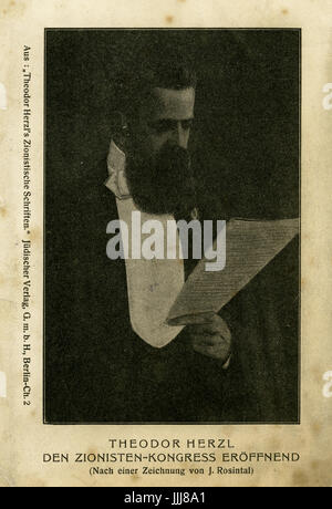Theodor Herzl (2 mai 1860 - 3 juillet 1904), né Benjamin Ze'ev Herzl, fondateur de l'Organisation Sioniste Mondiale, l'ouverture du premier Congrès sioniste, 1897 Banque D'Images