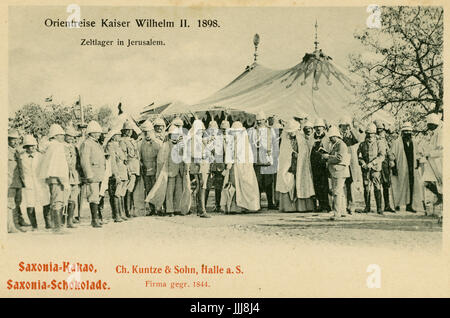 Kaiser Wilhelm visite en Terre Sainte (Palestine), 1898, carte postale commémorative. Campement Royal, Jérusalem Banque D'Images