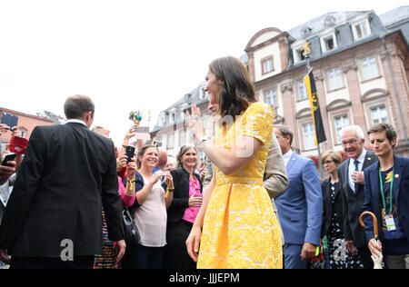 Heidelberg, Allemagne. 20 juillet, 2017. Le prince William et son épouse Catherine, duchesse de Cambridge, visiter la vieille ville de Heidelberg, Allemagne, 20 juillet 2017. Photo : Arne Dedert/dpa/Alamy Live News Banque D'Images