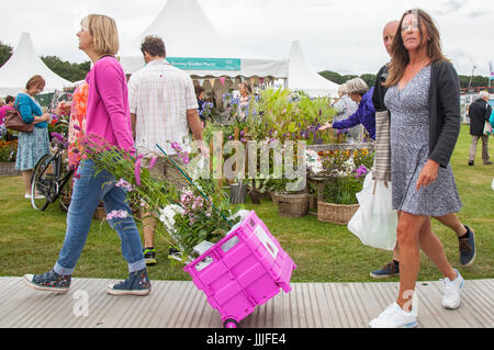 Knutsford, Cheshire. 20 juillet, 2017. Visiteurs et exposants à la RHS Flower Show tenu à Tatton Park. La "garden party du nord", a commencé en 1999 par la Royal Horticultural Society est en cours à Tatton Park aujourd'hui comme le RHS Flower Show ouvre son spectacle floral au grand public. /AlamyLiveNews MediaWorldImages ; crédit. Banque D'Images