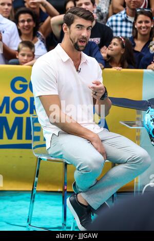 New York, USA. Jul 20, 2017. Michael Phelps multi-nageur champion olympique est vu lors d'un enregistrement dans la zone de Times Square Manhattan dans la matinée du jeudi 20. Brésil : Crédit Photo Presse/Alamy Live News Banque D'Images