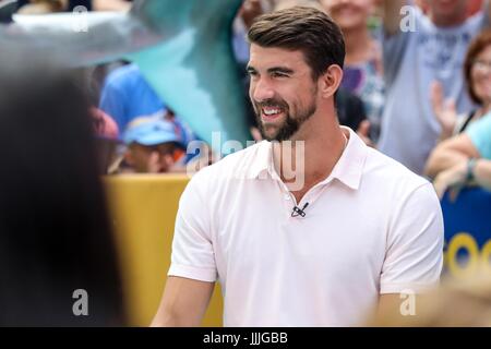 New York, USA. Jul 20, 2017. Michael Phelps multi-nageur champion olympique est vu lors d'un enregistrement dans la zone de Times Square Manhattan dans la matinée du jeudi 20. Brésil : Crédit Photo Presse/Alamy Live News Banque D'Images