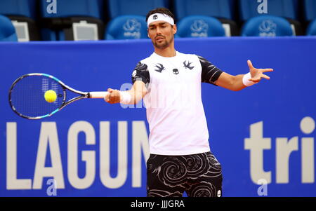 Umag, Croatie. Jul 20, 2017. Fabio Fognini d Italie réchauffer avant le match Fognini v l'éjecteur à la 28e ATP Umag Croatie Plava laguna au tournoi à la Goran Ivanisevic, stade ATP le 20 juillet 2017 à Umag. Credit : Andrea Spinelli/Alamy Live News Banque D'Images