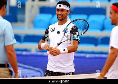 Umag, Croatie. Jul 20, 2017. Fabio Fognini de l'Italie réagit avant le match Fognini v l'éjecteur à la 28e ATP Umag Croatie Plava laguna au tournoi à la Goran Ivanisevic, stade ATP le 20 juillet 2017 à Umag. Credit : Andrea Spinelli/Alamy Live News Banque D'Images