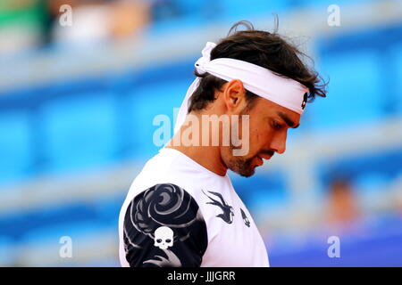 Umag, Croatie. Jul 20, 2017. Fabio Fognini de l'Italie réagit au cours du match Fognini v l'éjecteur à la 28e ATP Umag Croatie Plava laguna au tournoi à la Goran Ivanisevic, stade ATP le 20 juillet 2017 à Umag. Credit : Andrea Spinelli/Alamy Live News Banque D'Images