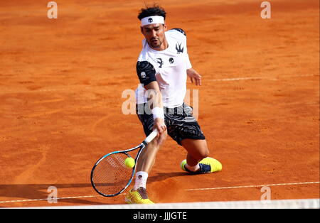 Umag, Croatie. Jul 20, 2017. Fabio Fognini de l'Italie renvoie la balle à Nicolas Kicker de l'Argentine au cours du match Fognini v l'éjecteur à la 28e ATP Umag Croatie Plava laguna au tournoi à la Goran Ivanisevic, stade ATP le 20 juillet 2017 à Umag. Credit : Andrea Spinelli/Alamy Live News Banque D'Images