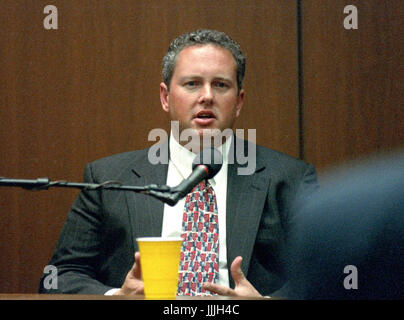 Raymond Kilduff témoigne au procès de l'ex-star de la NFL running back O.J. Simpson pour le meurtre de son ex-épouse, Nicole Brown Simpson et un de ses amis, garçon de restaurant, Ron Goldman à Los Angeles County Superior Court à Los Angeles, Californie le 13 juillet 1995. Crédit : Steve Grayson / Piscine via CNP /MediaPunch Banque D'Images