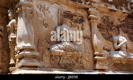 En stucs anciens wat ched yot, Chiang Mai, Thaïlande. Banque D'Images