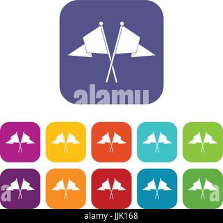 Deux drapeaux icons set Illustration de Vecteur