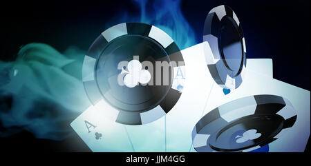 Image composite de l'image 3D de jeton casino noir avec le symbole des clubs Banque D'Images