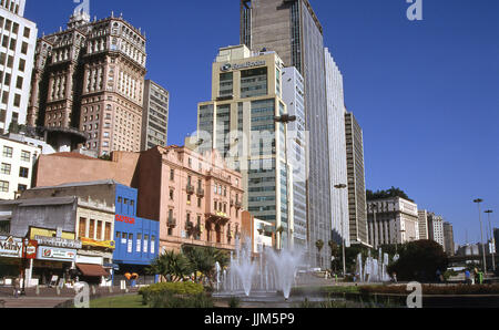 Vallée de l'Anhangabaú ; Boston ; banque bâtiment Martineli, Sao Paulo, Brésil Banque D'Images