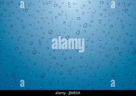 Les gouttes d'eau réalistes sur fond bleu. Vector Illustration. Illustration de Vecteur