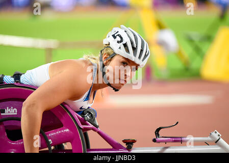 Samantha Kinghorn en compétition aux Championnats du monde de para-athlétisme au Stade Olympique de Londres, Londres, 2017. T53 final Banque D'Images