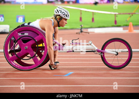 Samantha Kinghorn en compétition aux Championnats du monde de para-athlétisme au Stade Olympique de Londres, Londres, 2017. T53 final Banque D'Images