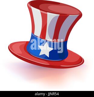 Le jour de l'indépendance américaine hat. vector illustration isolé ou costume mascarade carnaval coiffure Illustration de Vecteur