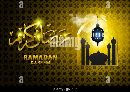 Ramadan Kareem la calligraphie arabe islamique de message - Traduction de texte : Ramadan Kareem - générosité peut vous bénir pendant le mois sacré art Illustration de Vecteur