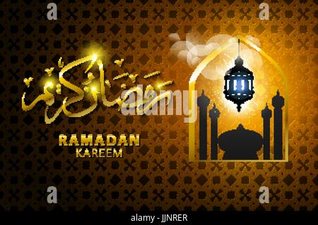 Ramadan Kareem la calligraphie arabe islamique de message - Traduction de texte : Ramadan Kareem - générosité peut vous bénir pendant le mois sacré art Illustration de Vecteur