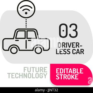 Auto-Conduite de véhicules sans conducteur. icône de voiture. Vue de côté avec radar. vector illustration Illustration de Vecteur