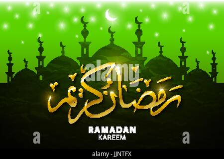 Message d'abstract musulmane des bannières. Illustration vecteur islamique au coucher du soleil. Arabe calligraphique Eid Mubarak en traduction Félicitations Ramadan Karee Illustration de Vecteur