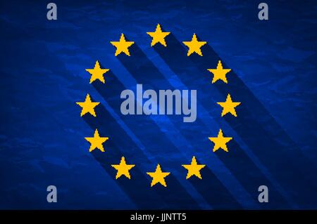 Grunge Flag de l'Europe sur fond de papier froissé. Effet Vintage art Illustration de Vecteur