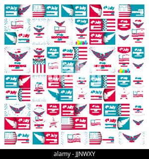 Joyeuse Fête de l'indépendance - Quatrième de Juillet - Juillet 4ème art Vector Set Illustration de Vecteur