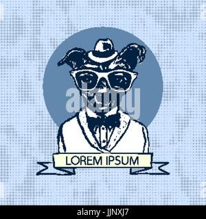 Illustration de hipster chien avec tattoo habillés en t-shirt avec citation art vectoriel Illustration de Vecteur