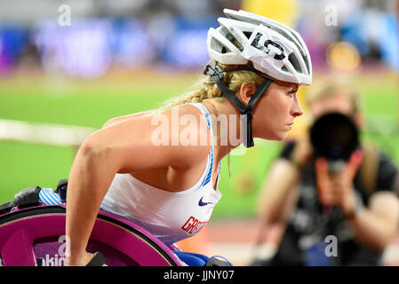 Samantha Kinghorn en compétition aux Championnats du monde de para-athlétisme au Stade Olympique de Londres, Londres, 2017. T53 final Banque D'Images