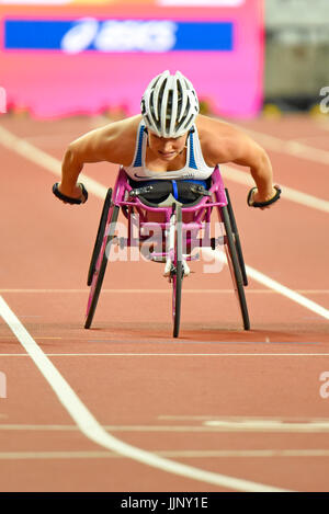 Samantha Kinghorn en compétition aux Championnats du monde de para-athlétisme au Stade Olympique de Londres, Londres, 2017. T53 final Banque D'Images