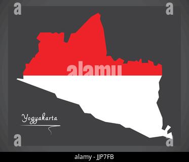 Yogyakarta Indonésie plan avec drapeau national Indonésien illustration Illustration de Vecteur