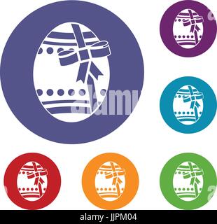 Gros œuf de pâques icons set Illustration de Vecteur