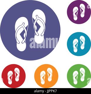 Flip flop sandals icons set Illustration de Vecteur