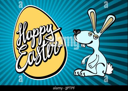 Happy Easter Bunny art oeuf géant Illustration de Vecteur