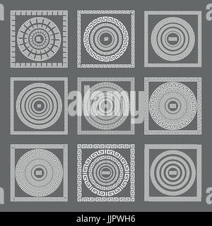 Les modèles sans couture grec, textures, arrière-plan gris vecteur objets isolés de la Grèce. Illustration de Vecteur