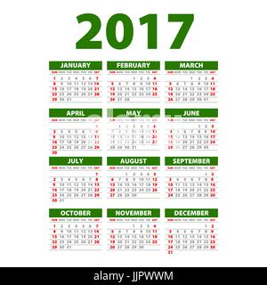 Calendrier pour 2017. Semaine commence lundi. Vector art. Illustration de Vecteur