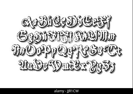 Script gothique gothiques font main vecteur d'art Illustration de Vecteur