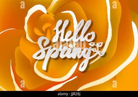 Bonjour Printemps texte présentant de l'art fleurs et papillons Illustration de Vecteur