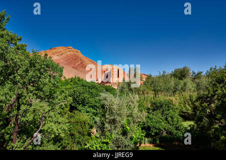 En face de Kasbah rock spectaculaire paysage d'un grand atlas dans les Gorges de Dades, ACI Ouglif, Maroc, Afrique Banque D'Images