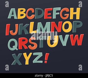 Alphabet coloré de la bande dessinée. Vector set. Texte de la bande dessinée. Comics book style. Vector set of funny english lettres multicolores. Vecteur coloré mignon alpha Anglais Illustration de Vecteur