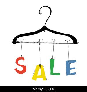 Vente coloré concept illustration. Hanger et mot 'sale' Illustration de Vecteur