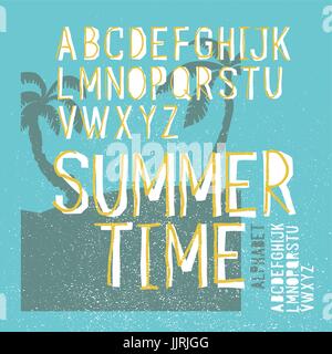 L'été un vecteur de l'alphabet. Lettres à la main. Summer beach party poster Illustration de Vecteur