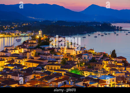 Poros la nuit, Grèce Banque D'Images