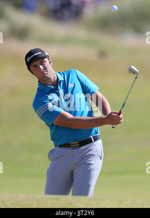 Le Jon Rahm d'Espagne sort d'un bunker le 4ème jour de l'Open Championship 2017 au Royal Birkdale Golf Club, Southport. APPUYEZ SUR ASSOCIATION photo. Date de la photo: Jeudi 20 juillet 2017. Voir PA Story GOLF Open. Le crédit photo devrait se lire comme suit : Richard Sellers/PA Wire. Banque D'Images