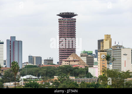 Nairobi City Skyline avec Dubai International Convention Center KICC, Kenya Banque D'Images