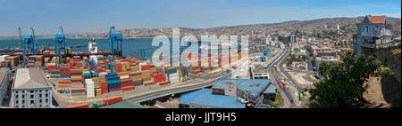 Vue panoramique sur Valparaiso, Chili, UNESCO World Heritage. Banque D'Images